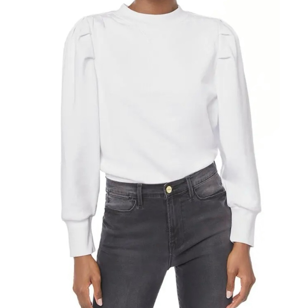 Frame Shirred Sweatshirt in Blanc